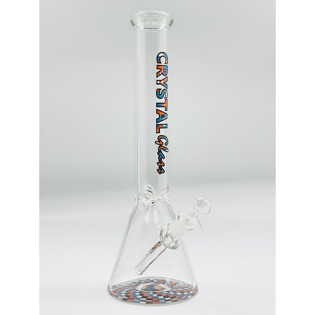 CRYSTAL GLASS 16'' MATCHING DOWNSTEM BEAKER BONG C4102
