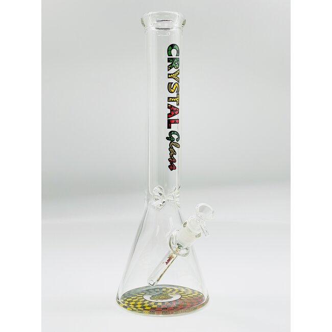 CRYSTAL GLASS 16'' MATCHING DOWNSTEM BEAKER BONG C4102
