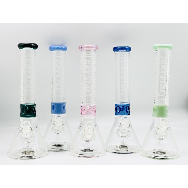 CRYSTAL GLASS 14'' BEAKER MANDALA BONG C1524