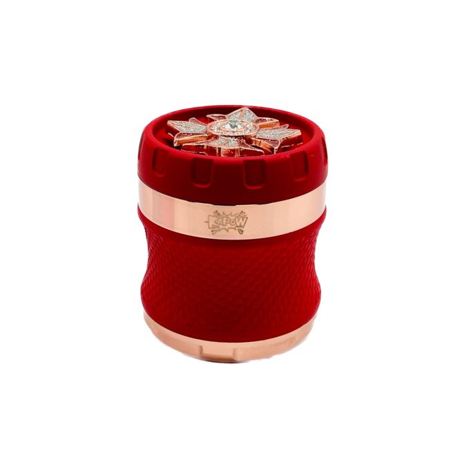 KAPOW 63MM 4 PIECE  JEWELED FLORAL LID CURVED GRINDER