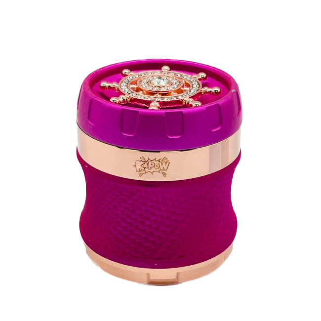 KAPOW 63MM 4 PIECE  JEWELED FLORAL LID CURVED GRINDER