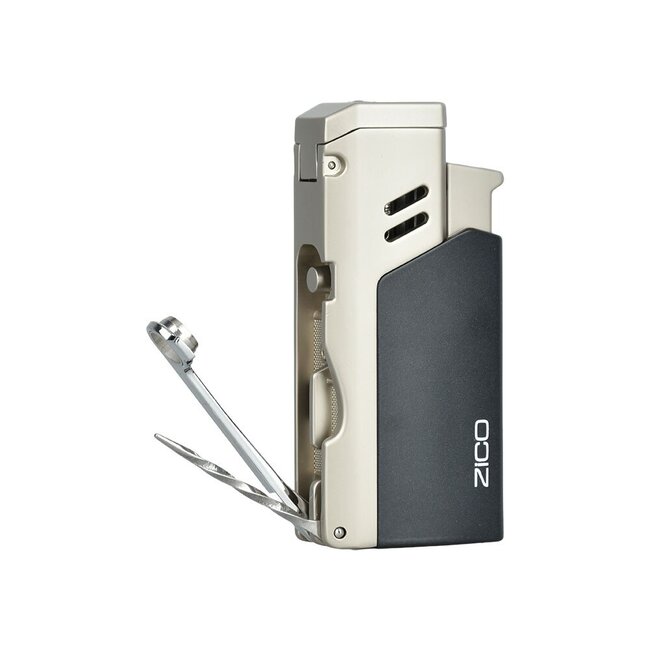 ZICO FLIP TOP QUAD FLAME TORCH LIGHTER WITH BUILT-IN PIPE TOOL-HZ1137
