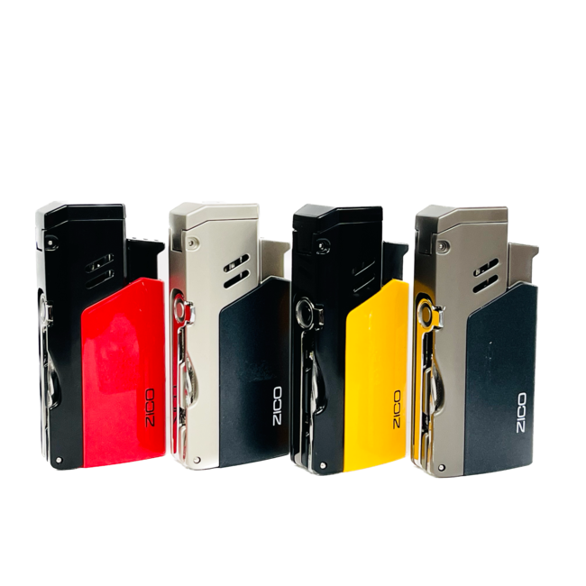 ZICO FLIP TOP QUAD FLAME TORCH LIGHTER WITH BUILT-IN PIPE TOOL-HZ1137
