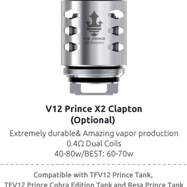 SMOK SMOK V12 PRINCE REPLACMENT COIL X2 CLAPTON 0.4OHM(40-80W) single