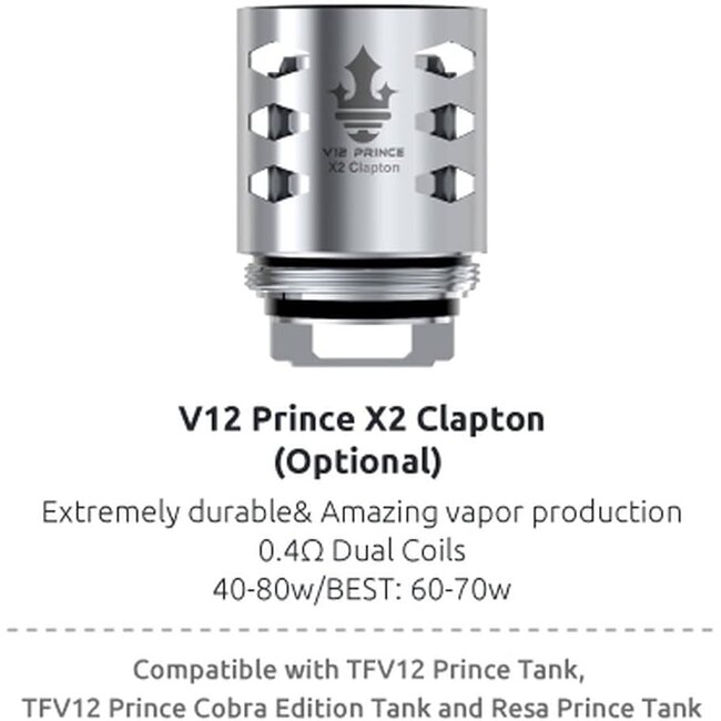 SMOK SMOK V12 PRINCE REPLACMENT COIL X2 CLAPTON 0.4OHM(40-80W) single