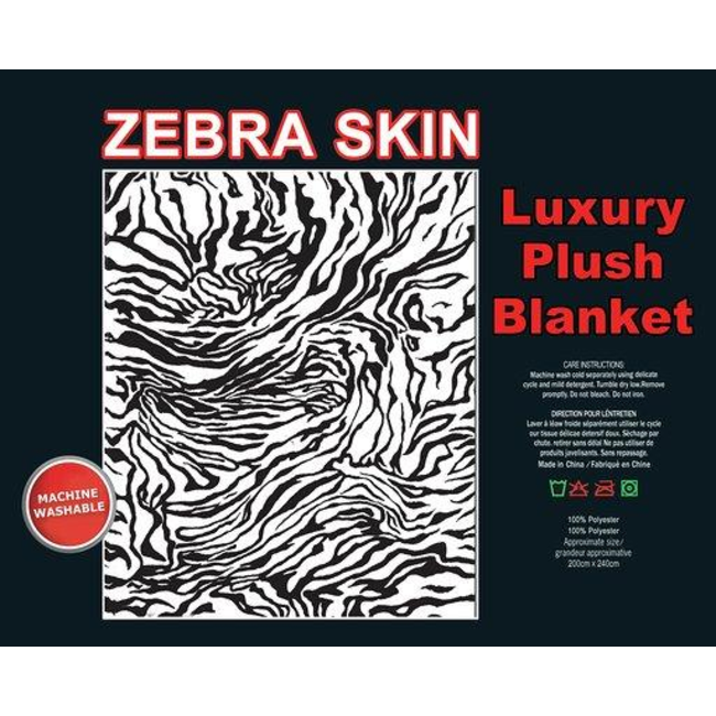 SOFARI COLLECTION ZEBRA PRINT LUXARY BLANKET QUEEN