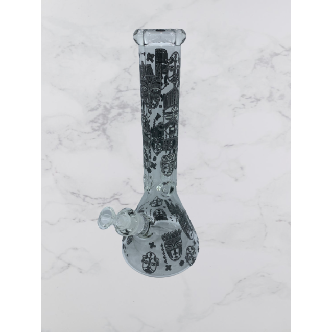 14'' 7MM GLOW IN THE DARK BEAKER  BONG MG-06