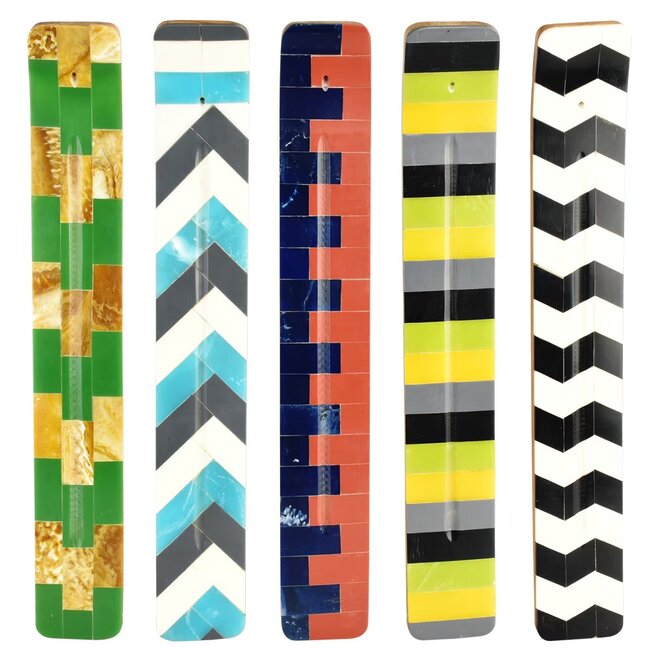 10.5'' BLOCK PATTERN RESIN INCENSE BURNER-IB11