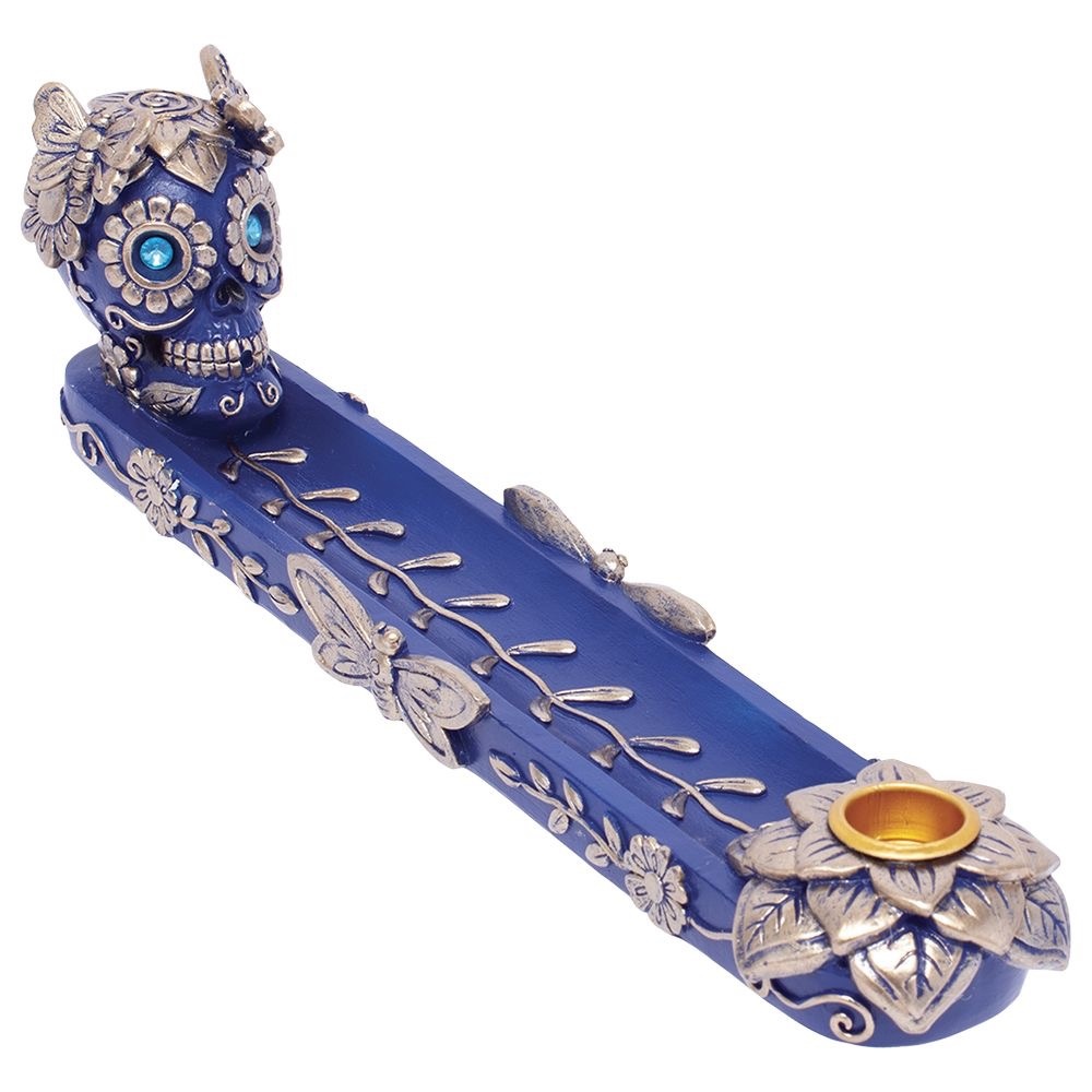 FUJIMA 11″ Golden Blue Skull Incense - - Radical Vape Shop