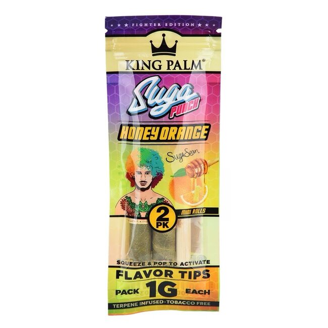KING PALM KING PALM X SEAN O'MALLEY SUGA PUNCH HAND-ROLLED LEAF WRAP 2PC- HONEY ORANGE RP743