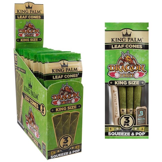 KING PALM KING PALM HAND-ROLLED LEAF CONE KING SIZE 3PC- DRAGON FRUIT RP742