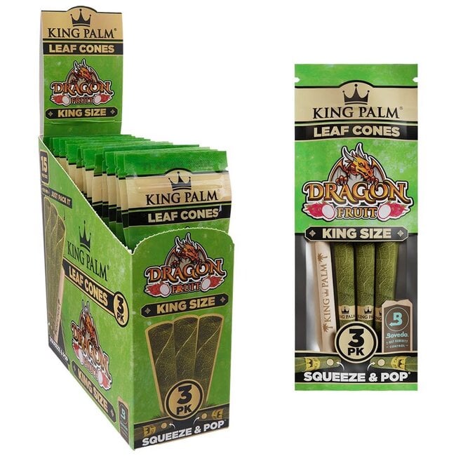 KING PALM KING PALM HAND-ROLLED LEAF CONE KING SIZE 3PC- DRAGON FRUIT RP742