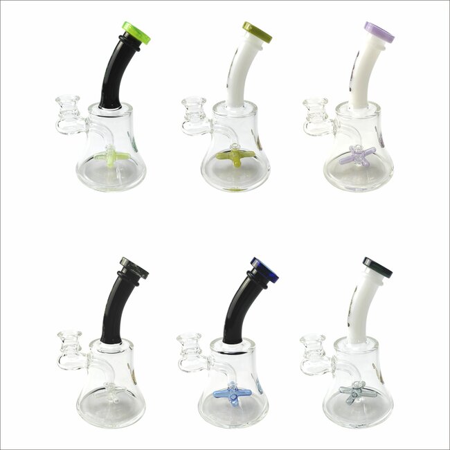 CRYSTAL GLASS 6.7" MINI BEAKER PROPELLOR  DAB RIG C6128