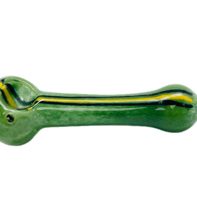 5.5 GREEN PIPE WITH YELLOW LINE GLASS PIPE