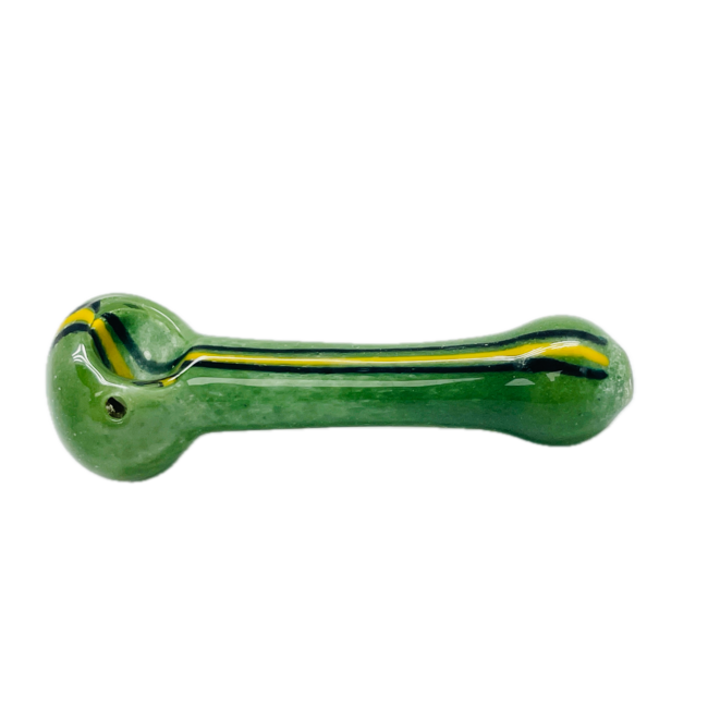 5.5 GREEN PIPE WITH YELLOW LINE GLASS PIPE