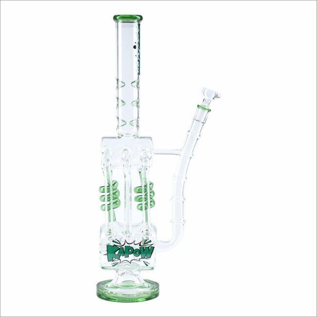 KAPOW 18'' BARREL SPIRAL BLAST  RECYCLE ICE GLASS BONG -C1606