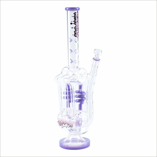 KAPOW 18'' BARREL SPIRAL BLAST  RECYCLE ICE GLASS BONG -C1606