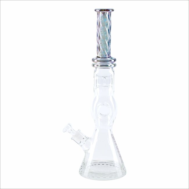 CRYSTAL GLASS 16'' 7MM DOUBLE DONUT SPLASH GUARD CLASSIC BEAKER BONG C1653