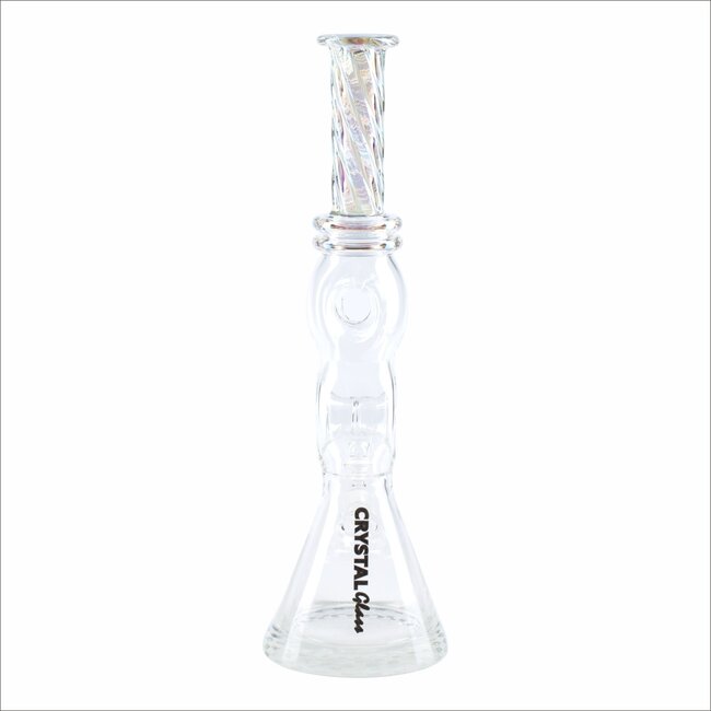 CRYSTAL GLASS 16'' 7MM DOUBLE DONUT SPLASH GUARD CLASSIC BEAKER BONG C1653