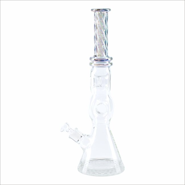 CRYSTAL GLASS 16'' 7MM DOUBLE DONUT SPLASH GUARD CLASSIC BEAKER BONG C1653
