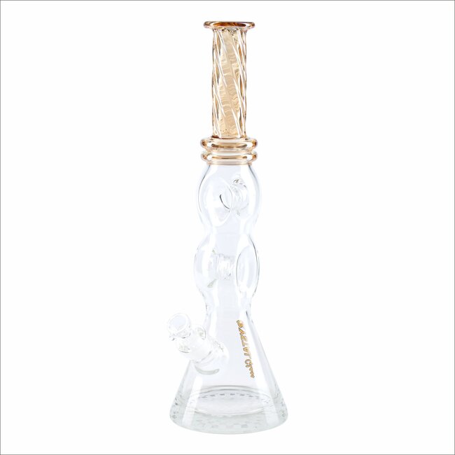 CRYSTAL GLASS 16'' 7MM DOUBLE DONUT SPLASH GUARD CLASSIC BEAKER BONG C1653