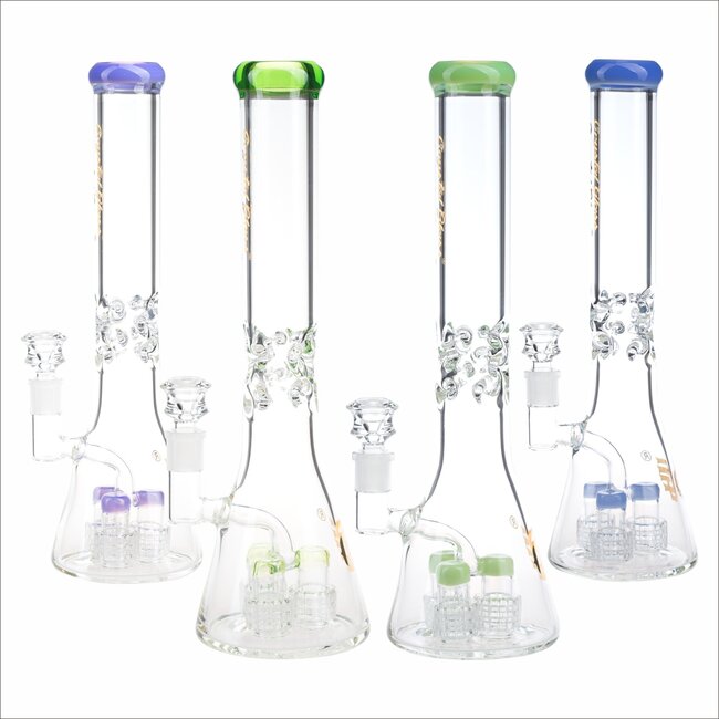 CRYSTAL GLASS 16'' 7MM   BEAKER WATER BONG W/ MATRIX PERC C2084