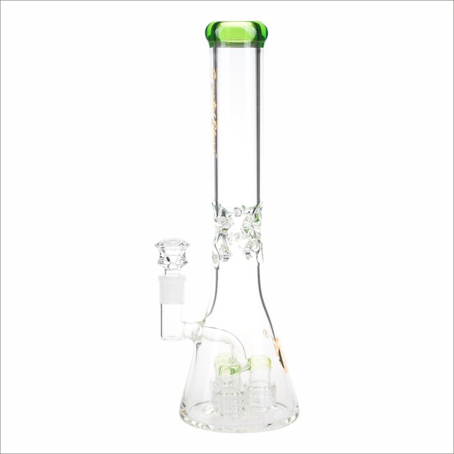 CRYSTAL GLASS 16'' 7MM   BEAKER WATER BONG W/ MATRIX PERC C2084