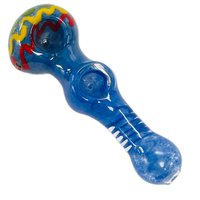 4.5'' BLUE BASE WITH RASTA ZIG-ZAG GLASS PIPE
