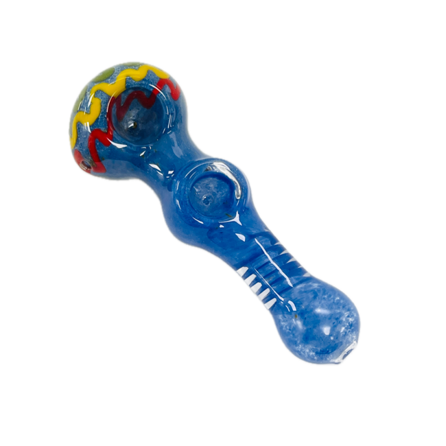 4.5'' BLUE BASE WITH RASTA ZIG-ZAG GLASS PIPE