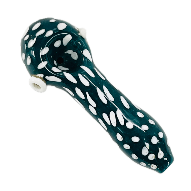 4.5'' TEAL WITH WHITE POLKADOT GLASS PIPE