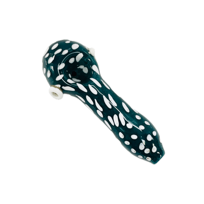 4.5'' TEAL WITH WHITE POLKADOT GLASS PIPE