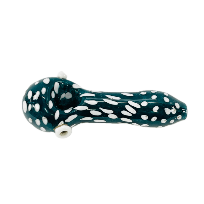 4.5'' TEAL WITH WHITE POLKADOT GLASS PIPE