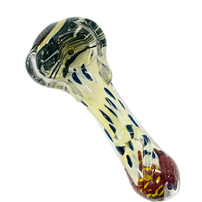 4.5'' CHROME WITH BLUE POLKADOT GLASS PIPE