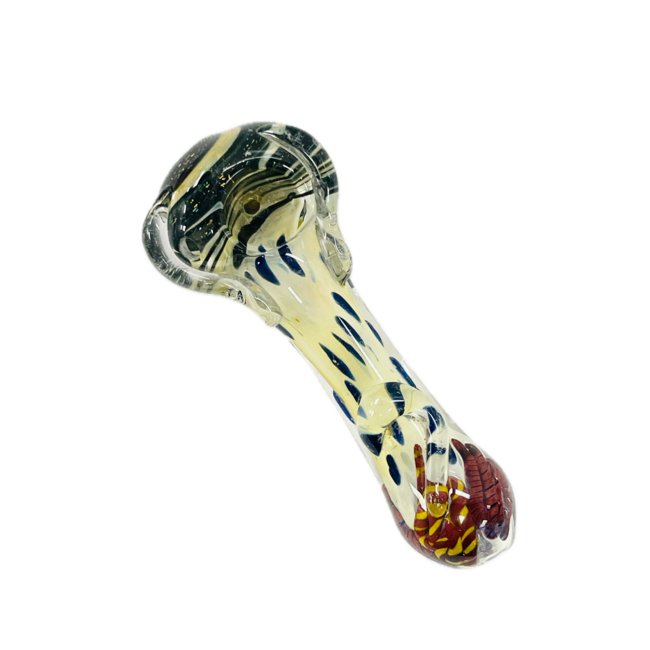 4.5'' CHROME WITH BLUE POLKADOT GLASS PIPE