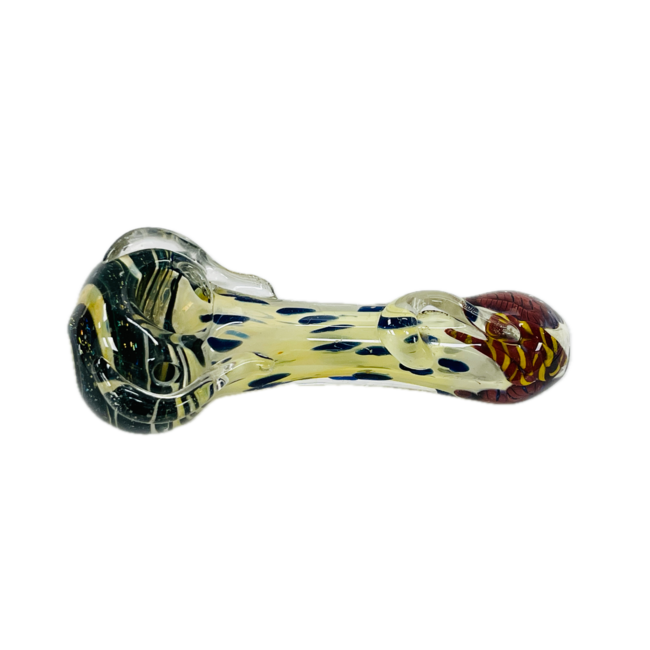 4.5'' CHROME WITH BLUE POLKADOT GLASS PIPE