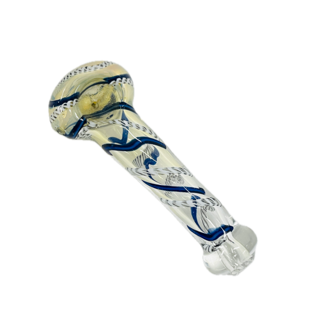4.5'' BLUE&CHROME CANDY GLASS PIPE