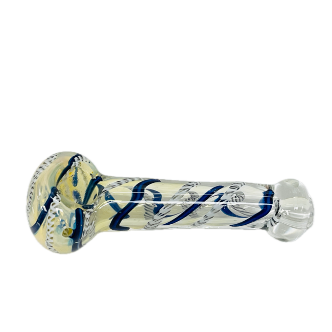 4.5'' BLUE&CHROME CANDY GLASS PIPE