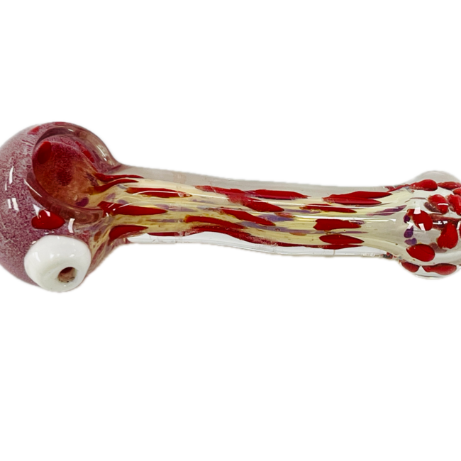 4.5'' CHROME WITH RED POLKADOT GLASS PIPE
