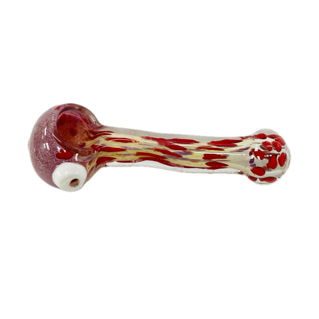 4.5'' CHROME WITH RED POLKADOT GLASS PIPE