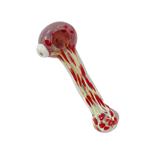 4.5'' CHROME WITH RED POLKADOT GLASS PIPE