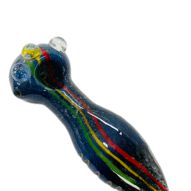 5'' NAVY PEANUT WITH RASTA LINES GLASS PIPE