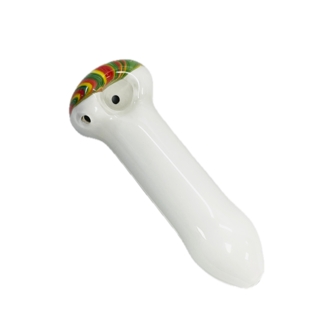 4.5'' WHITE RASTA SPOON HAND GLASS PIPE