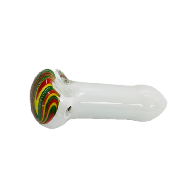 4.5'' WHITE RASTA SPOON HAND GLASS PIPE