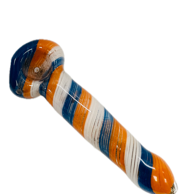 5.5'' BLUE+ORANGE CANDY CANE GLASS PIPE