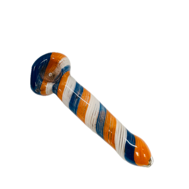 5.5'' BLUE+ORANGE CANDY CANE GLASS PIPE