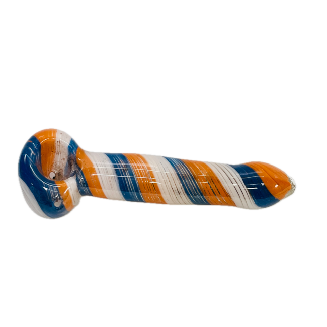 5.5'' BLUE+ORANGE CANDY CANE GLASS PIPE