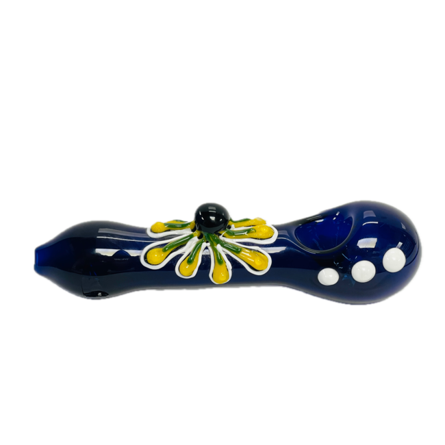6'' BLUE PIPE WITH FLOWER GLASS PIPE