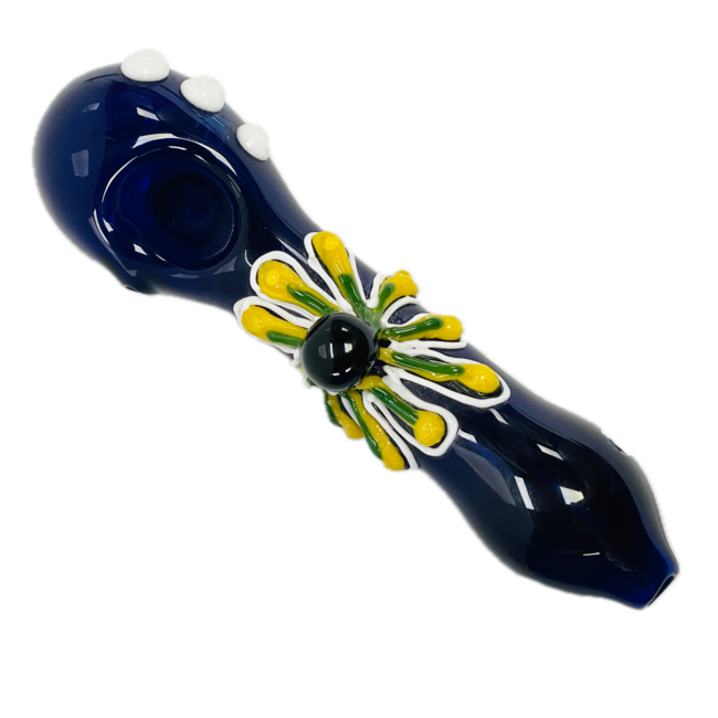 6'' BLUE PIPE WITH FLOWER GLASS PIPE