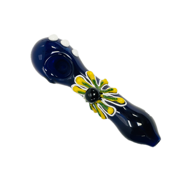 6'' BLUE PIPE WITH FLOWER GLASS PIPE
