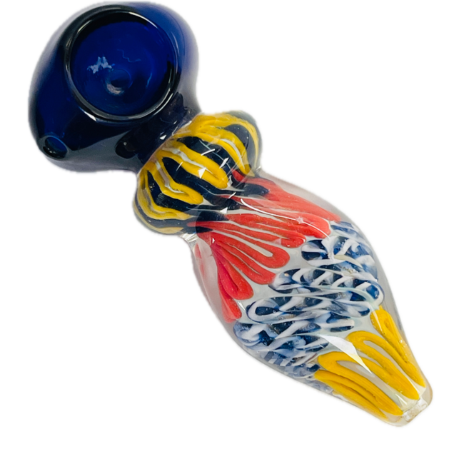 4.5'' SWIRLED GLASS SPOON PIPE-BLUE